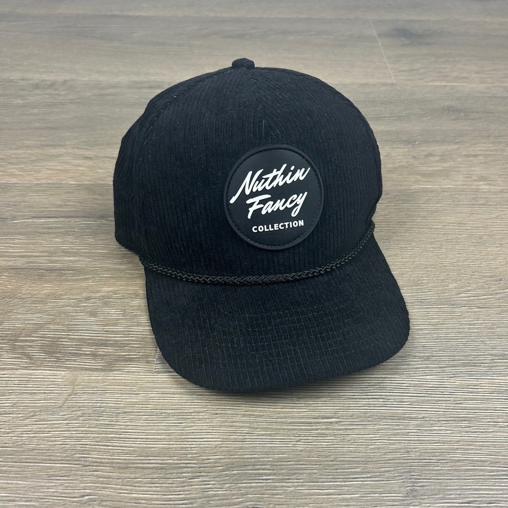 Nuthin Fancy Collection Black Corduroy Snapback Hat Rope Trucker Cap Mens OSFM